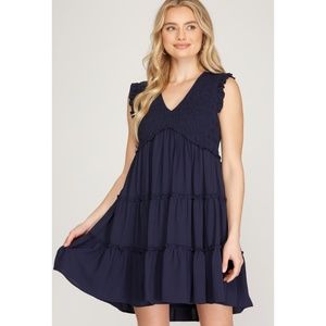 NWT She + Sky Ruffle Smocked Mini